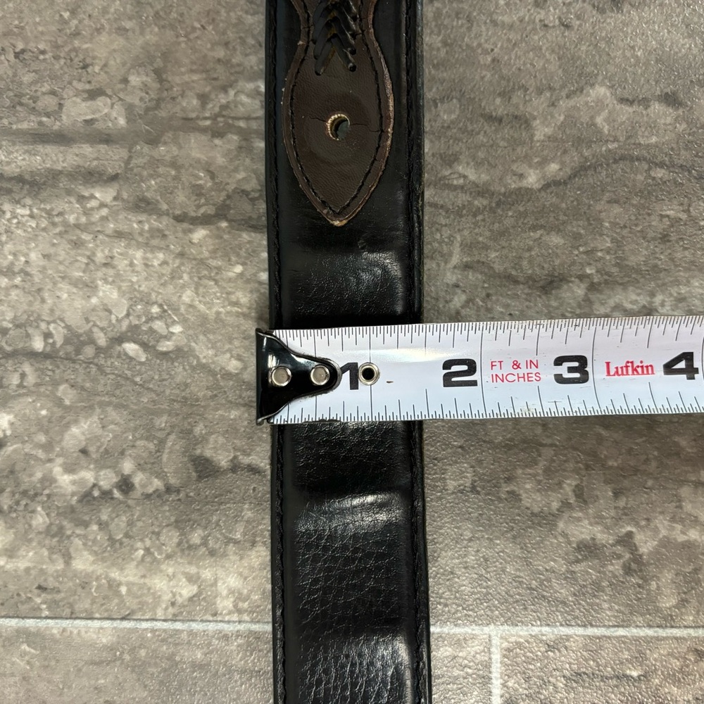 Vtg Tony Lama State of Texas Brass Buckle Western Leather Belt Concho 48” Aztec - Picture 14 of 14